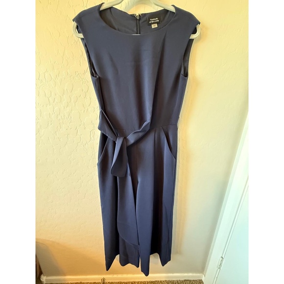 Tahari Arthur S Levine Pantsuit Womens 4 Navy Tie Waist Modern Minimalist - Picture 1 of 4